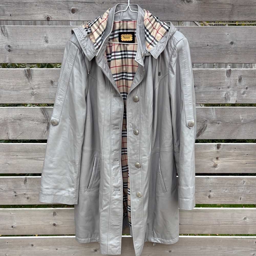 Rossini taupe/ Gray Hooded Women's leather Coat fits size L